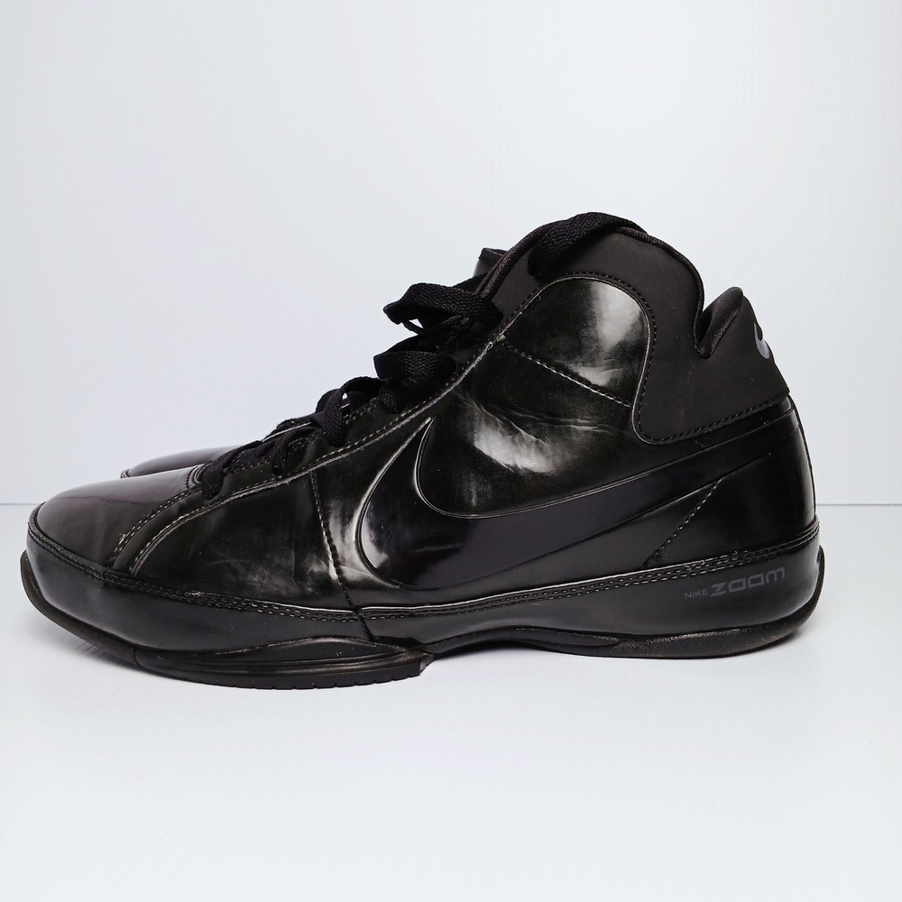 Vintage‎ Nike Zoom Sneakers Mens 10.5 Triple Black Patent Leather 375507-001